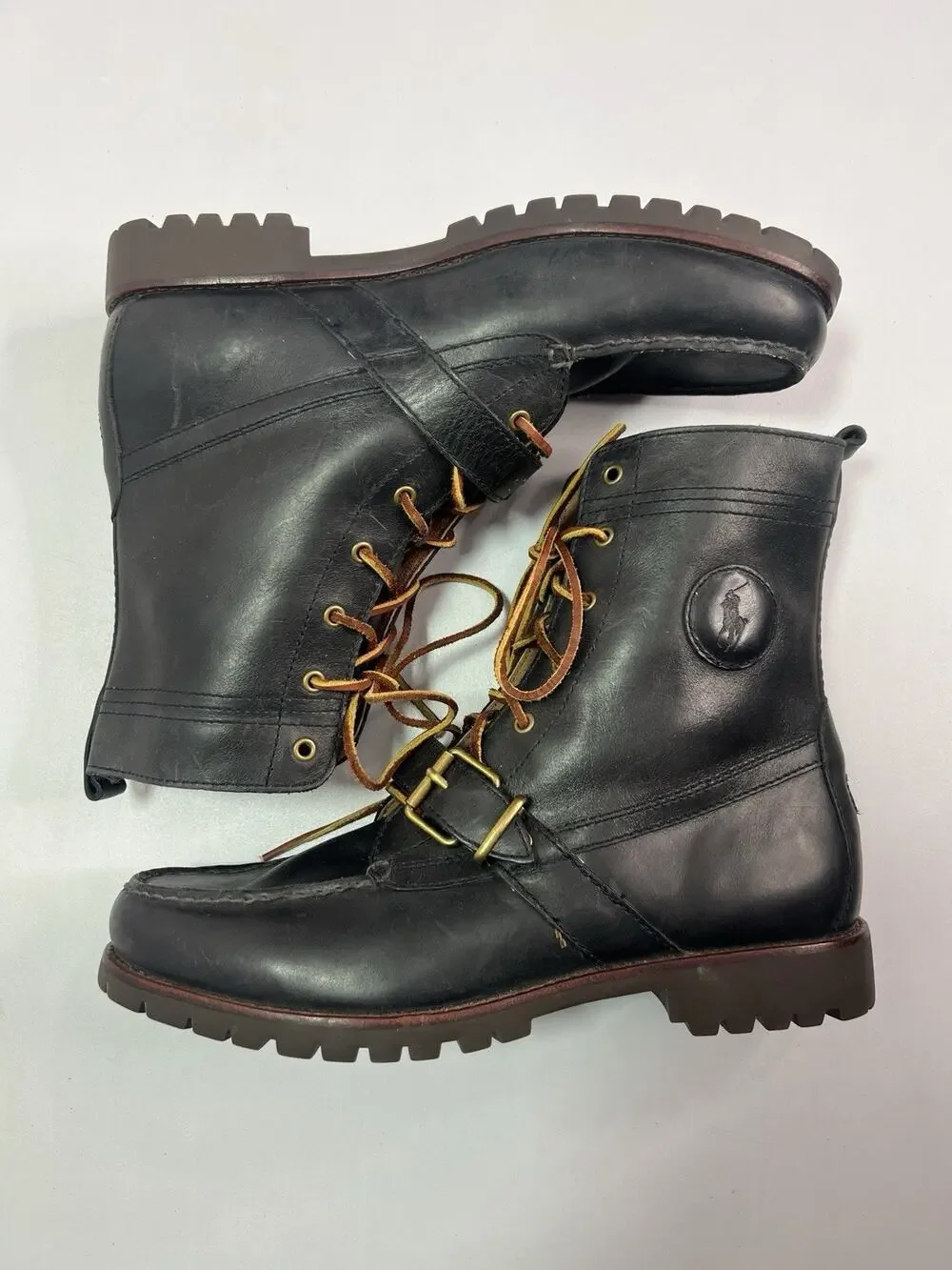 Polo Ralph Lauren Country Ranger Boots Leather Deep Navy Mens 11 D Moc Toe